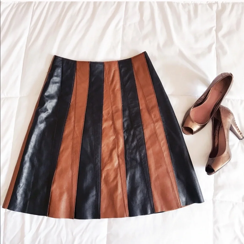 Leather two-tone skirt - Picture 2 of 5
